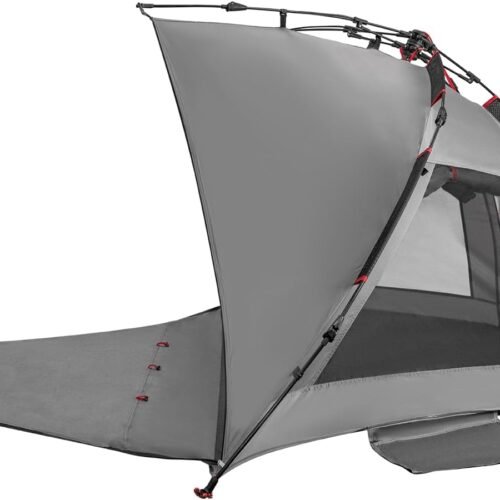 Beach Tent Sun Shelter 3-4 Person Easy Setup Portable Sunshade Canopy Large,Extended Floor,Stakes,Sand Pockets,UPF 50+ Waterproof Windproof Outdoor Camping Fishing Picnic