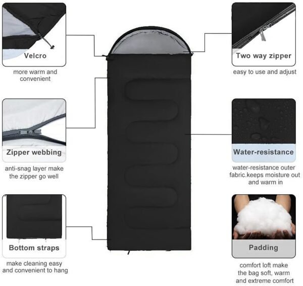 Sleeping Bag, Lightweight 3 Season Weather Sleep Bags for Kids Adults Girls Women, Microfiber Filled 5-20 Degree for Backpacking/Hiking/Camping/Mountaineering with Compression Sack