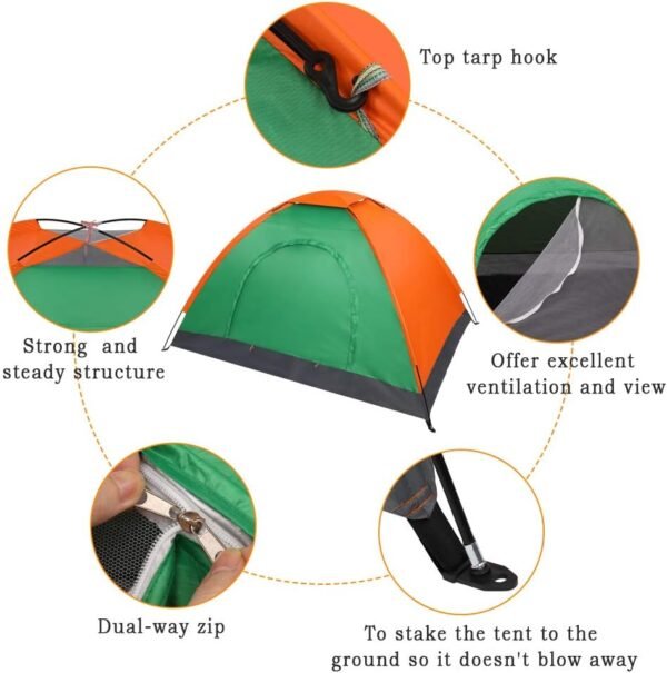 Camping Dome Tent, 1-4 Person Waterproof Windproof Easy Setup Spacious Family Tents with Carry Bag & Rain Fly for Hiking Backpacking Traveling Glamping Beach