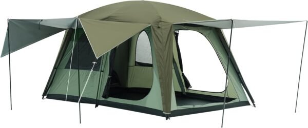 4-6 Person Camping Tent with 3 Door 2 Room Large Family Cabin Tents, Double Layer Waterproof Portable Glamping Tent, Big Tents for Outdoor Camping Hiking and Backpacking
