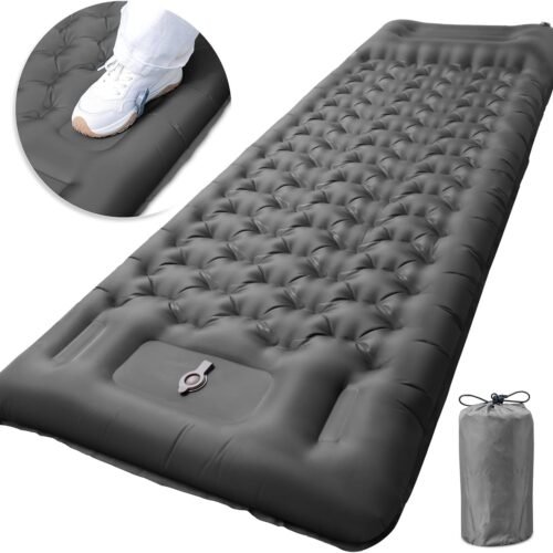 Inflatable Camping Sleeping Pad with Pillow, Extra Thick 4 Inch Sleeping Mat with Built-in Pump, Compact & Ultralight Camping Air Mattress for Backpacking Hiking Tent Traveling