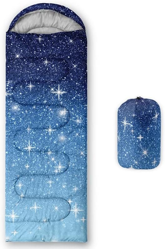 Kids Sleeping Bag for Boys and Girls,Mixed Color Star Dot-Lightweight Warm Portable Outdoor Indoor-Waterproof Cold Weather Resistant Sleeping Bag for Camping Hiking