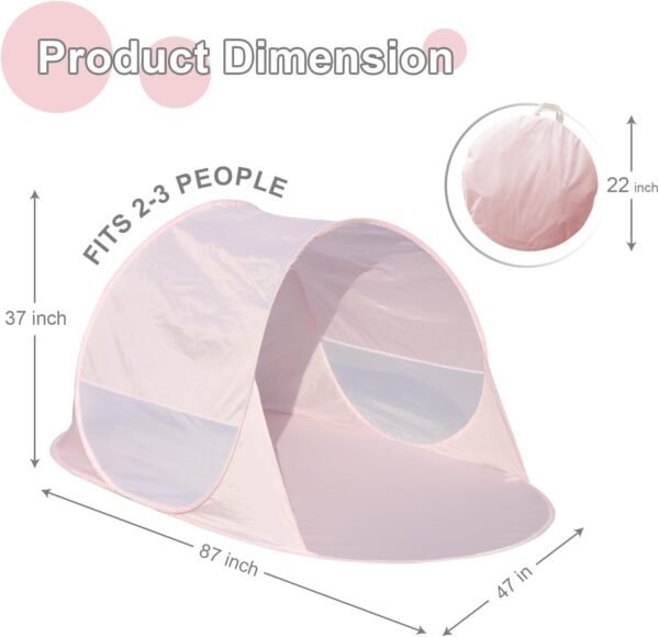Pop Up Beach Tent, Portable Sun Shelter, Pink (2823A)