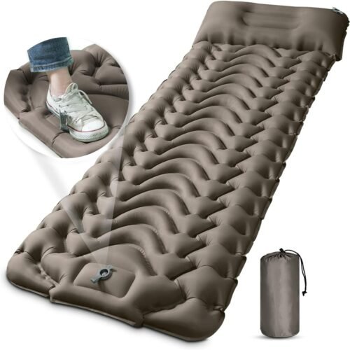 Camping Pad, Foot Press Inflatable Sleeping Pad Thick 4 Inch Lightweight Camping Sleeping Mat Ultralight Compact Waterproof Air Mattress for Outdoor Hiking Hammock Backpacking Sleeping Bag