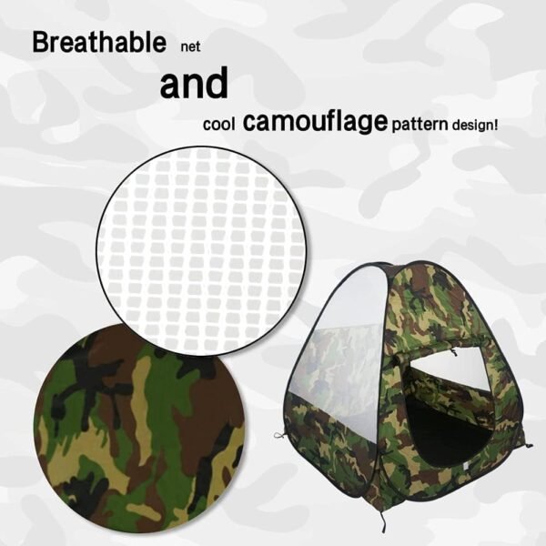 Military Pop Up Play Tent - Collapsible Army Indoor Outdoor Camouflage Playhouse Hunting Toy for Kids