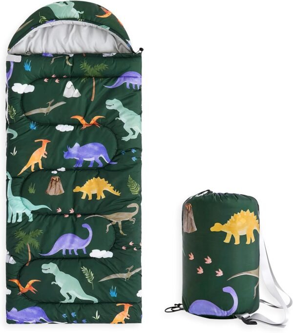 Kids Sleeping Bag for Boys Toddlers, Camping in Warm Cold Weather, Backpacking Lightweight Compact Outdoor Liner for 3 Seasons Summer Spring Fall