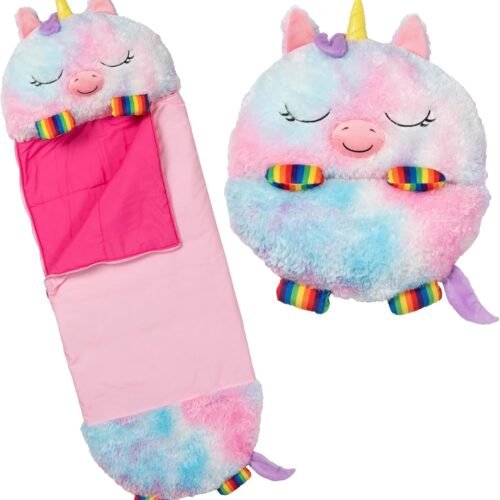 Pillow & Sleepy Sack: Medium - Rainbow Unicorn - 54 x 20, Plush Animal Character, 2-in-1 Pillow Sleeping Bag, Play, Kids Ages 3+
