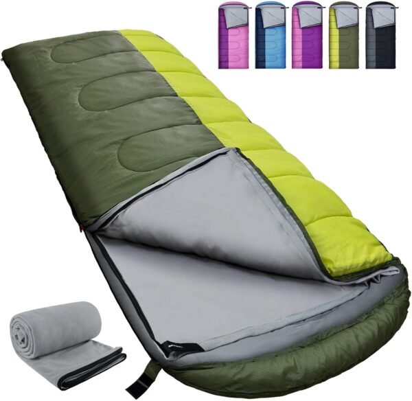 XL 10 Degree Sleeping Bags Waterproof for Adults 350GSM Machine Washable with Compression Sack for 3-4 Season Camping Outdoor