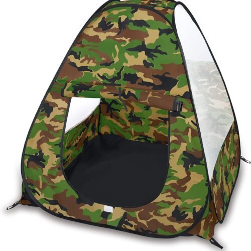 Military Pop Up Play Tent - Collapsible Army Indoor Outdoor Camouflage Playhouse Hunting Toy for Kids