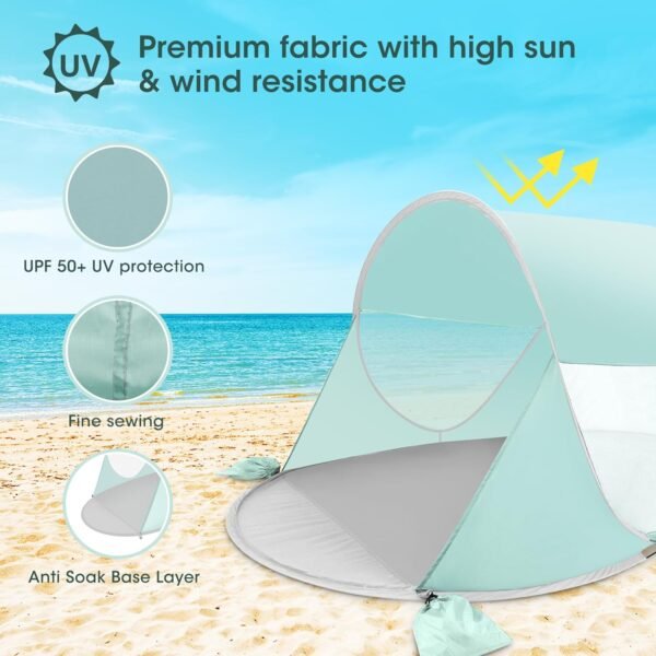 Pop Up Beach Tent, Portable Outdoor Shade, UPF 50+ Baby Shelter, Easy Setup Windproof Waterproof Canopy